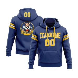 Custom Royal Gold-White Personalized Sports Team  Pullover Hoodie