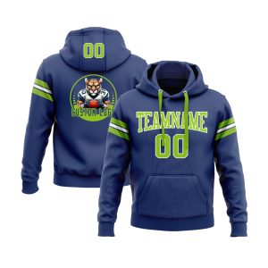 Custom Royal Neon Green-White Personalized Sports Team  Pullover Hoodie