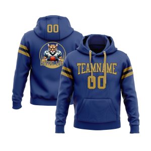 Custom Royal Old Gold-Black Personalized Sports Team  Pullover Hoodie
