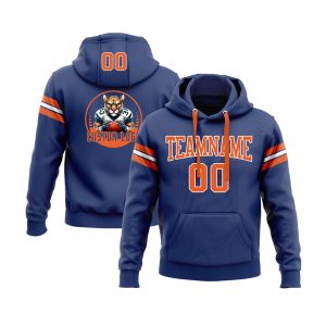 Custom Royal Orange-White Personalized Sports Team  Pullover Hoodie