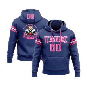 Custom Royal Pink-White Personalized Sports Team  Pullover Hoodie