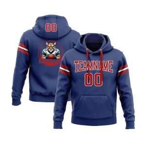 Custom Royal Red-White Personalized Sports Team Pullover Hoodie