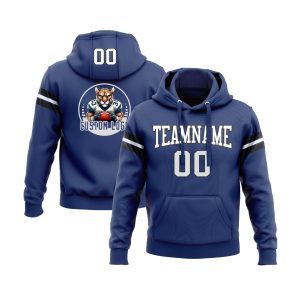 Custom Royal White-Black Personalized Sports Team Pullover Hoodie