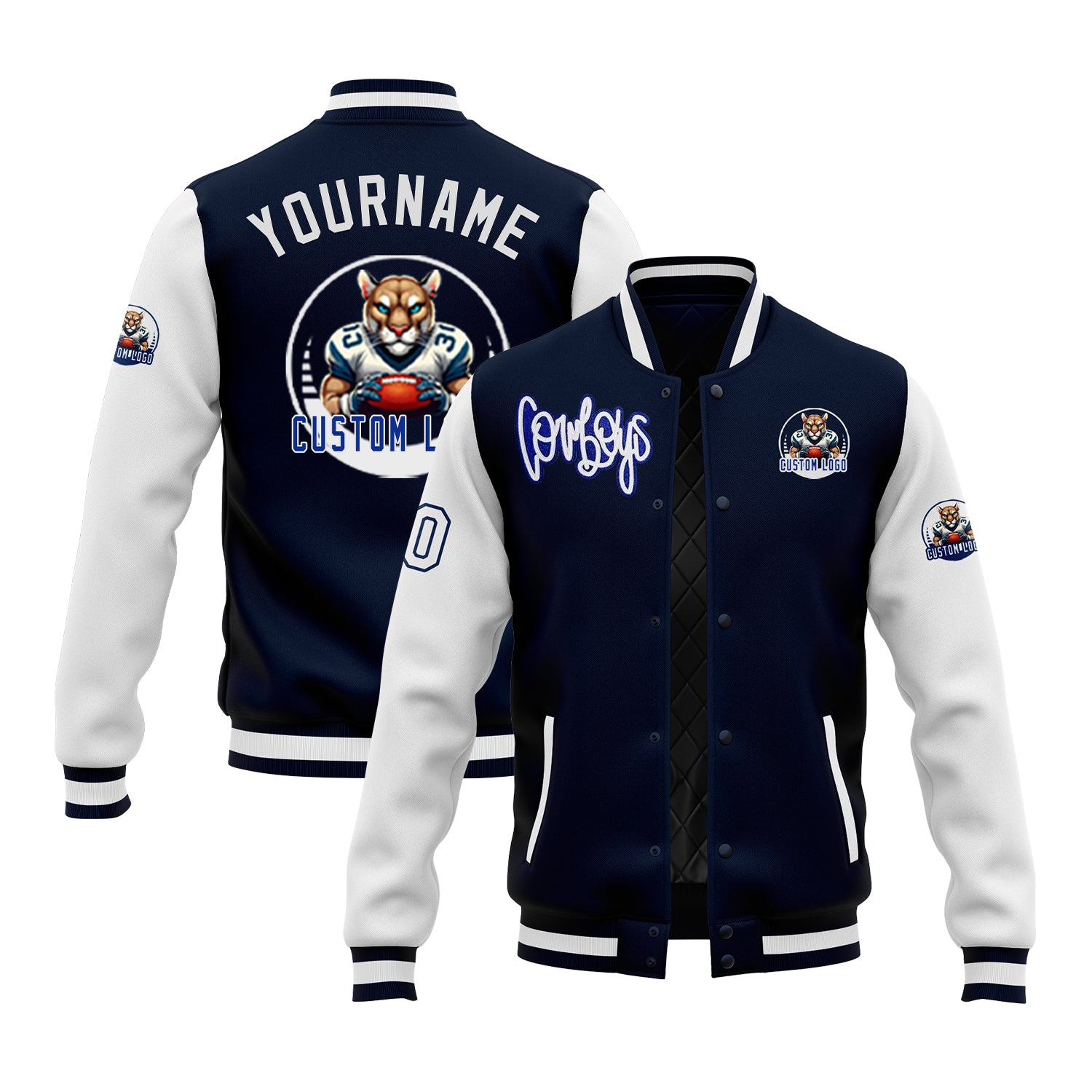 Custom Two Tone Glitter  Varsity Letterman Football Team Game Day Jacket