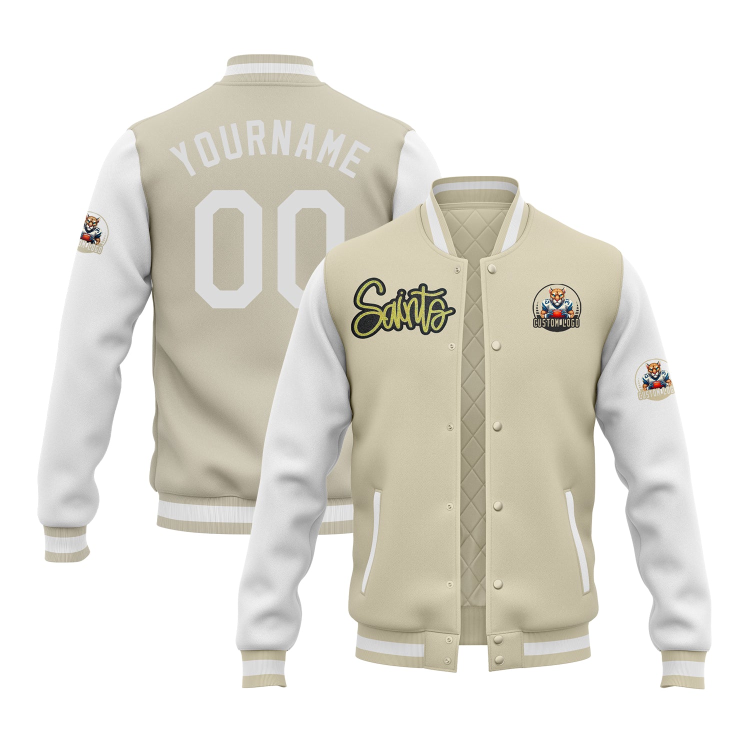 Custom Two Tone Glitter  Varsity Letterman Team Jacket For Game Day