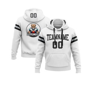 Custom White Black-Gray Personalized Sports Team  Pullover Hoodie