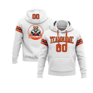 Custom White Orange-Black Personalized Sports Team  Pullover Hoodie