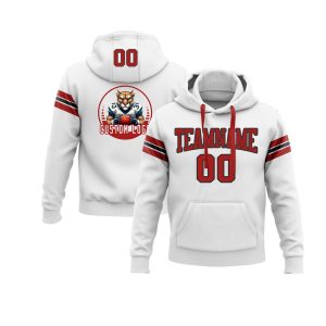 Custom White Red-Black Personalized Sports Team  Pullover Hoodie