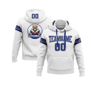 Custom White Royal-Black Personalized Sports Team  Pullover Hoodie