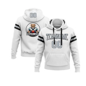 Custom White Silver-Black Personalized Sports Team  Pullover Hoodie